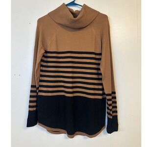 CYRUS Striped Cowl Neck Sweater Brown Black Women's Size S